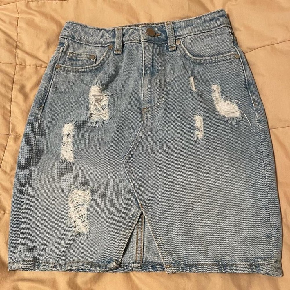 Distressed Jean Skirt H&M